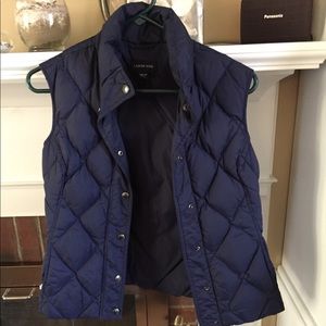 Lands End Navy Quilted Vest